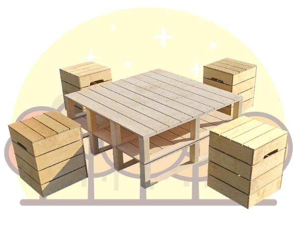 [Set] 파레트 테이블+의자4